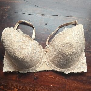 Smart & Sexy Beige Floral Lace Padded Underwire Bra - Size 44D
